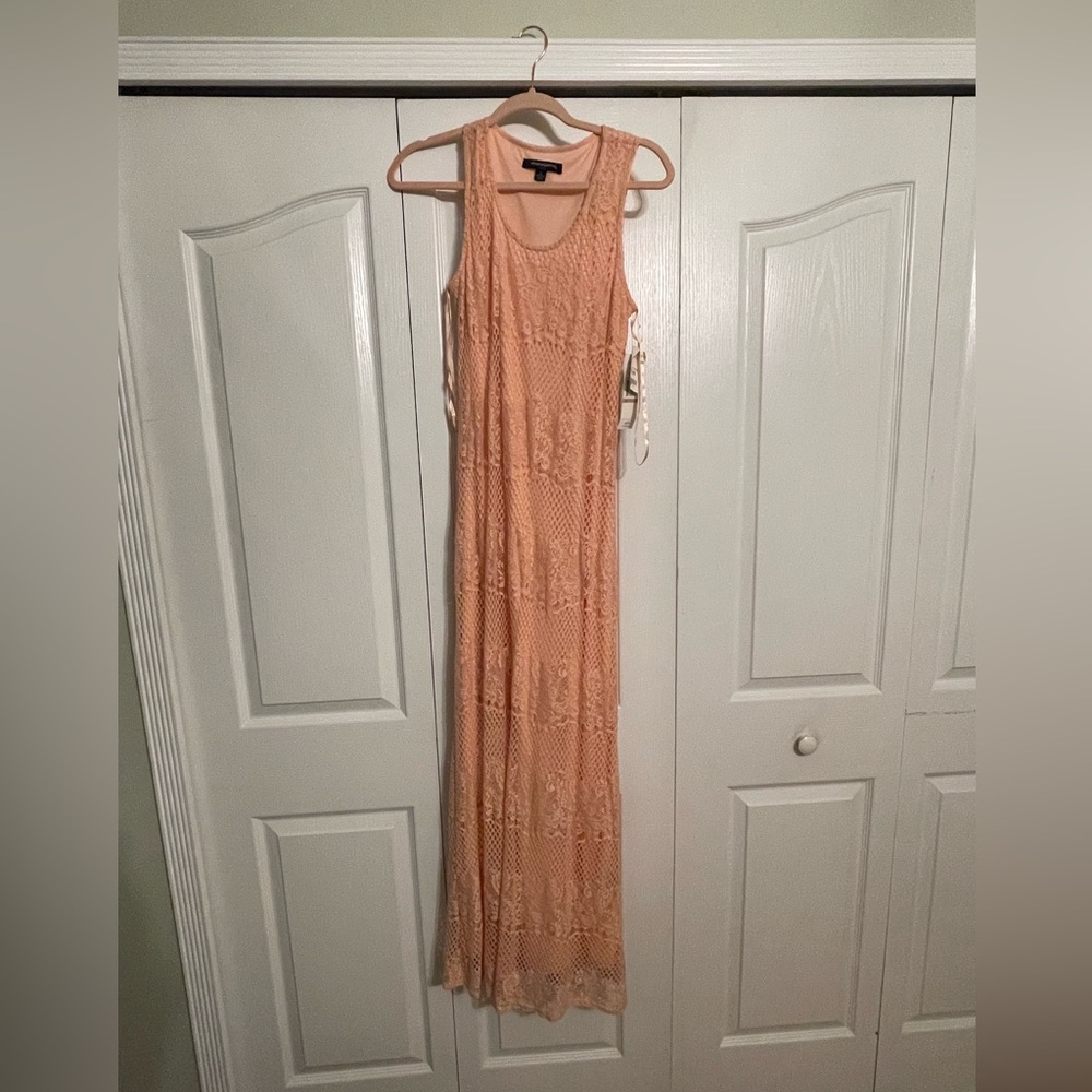 Peach Lace Maxi Dress